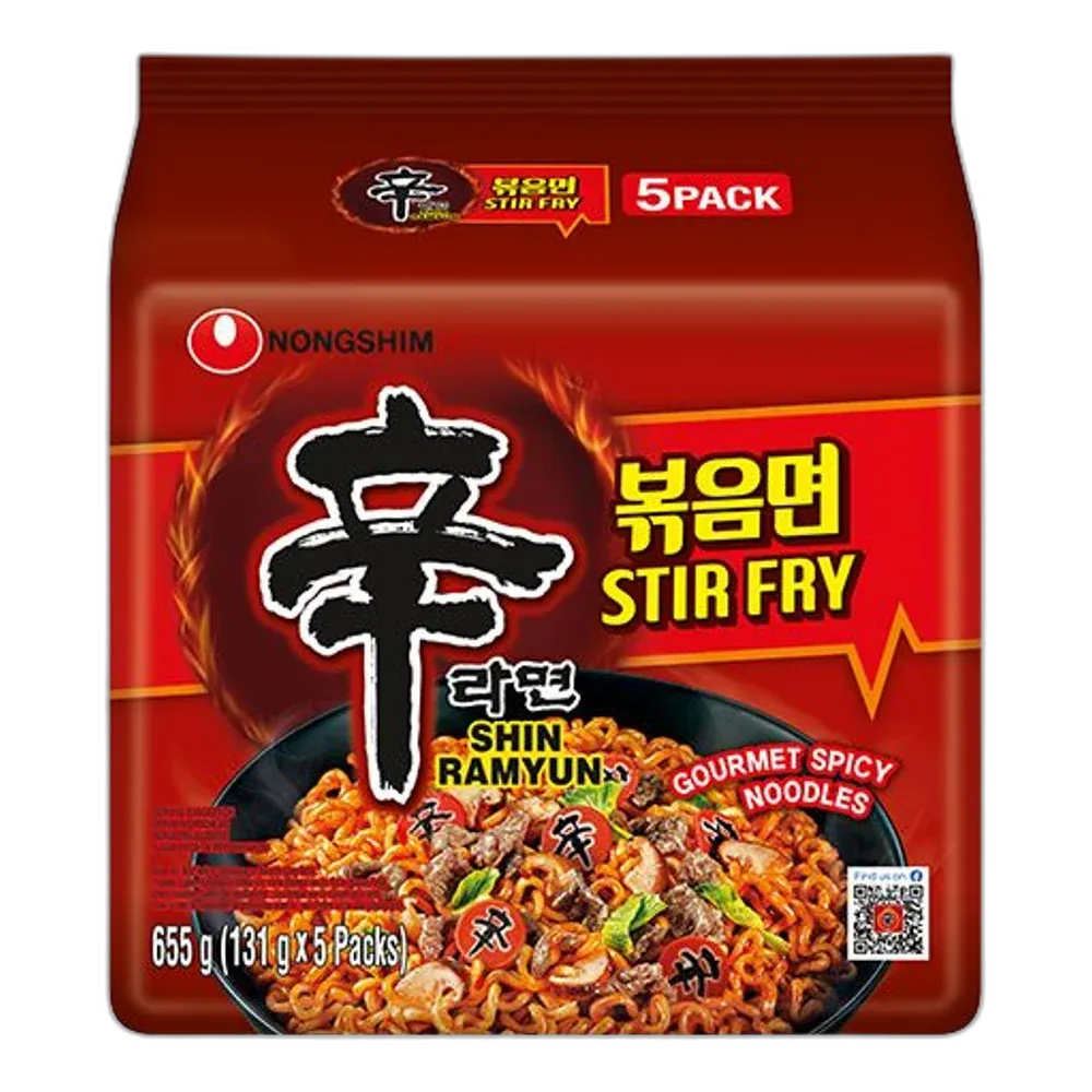 NONGSHIM Shin Ramyun Stir Fry 5x131G – Scharfe koreanische Instantnudeln