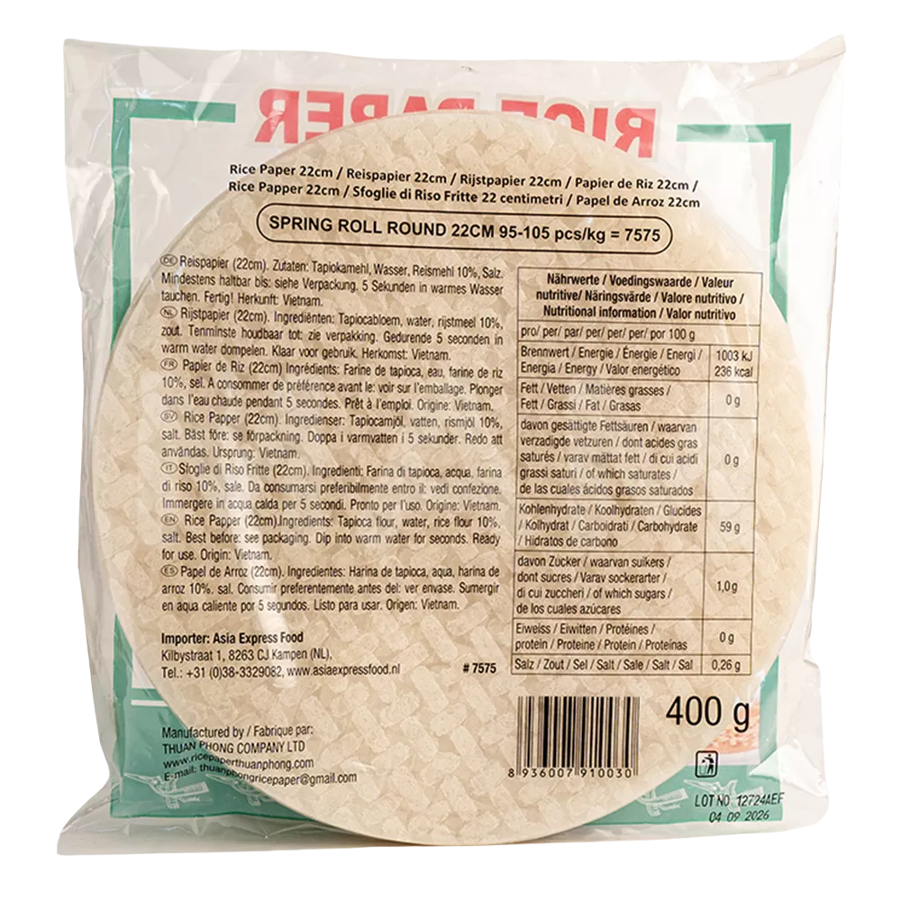 BAMBOO TREE Reispapier 22CM, Rund (Grün) 400G