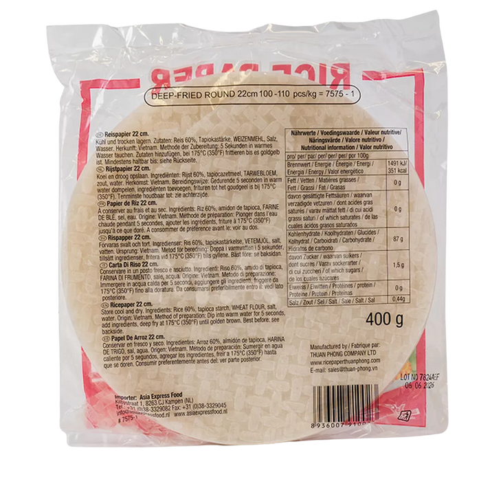 BAMBOO TREE Reispapier Zum Frittieren 22CM, 400G